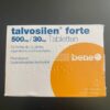 Box and blister pack of TALVOSILEN 500mg/30mg tablets, a combination medication for pain relief and stomach protection, containing 100 tablets.