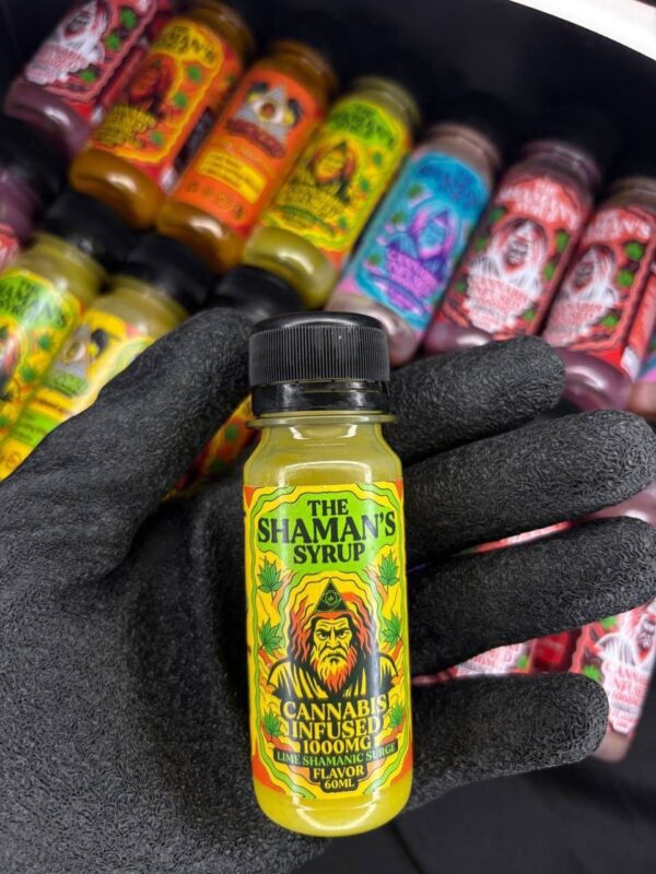 THE SHAMAN’S THC Syrup bottle with dose markers – premium cannabis syrup for sale online